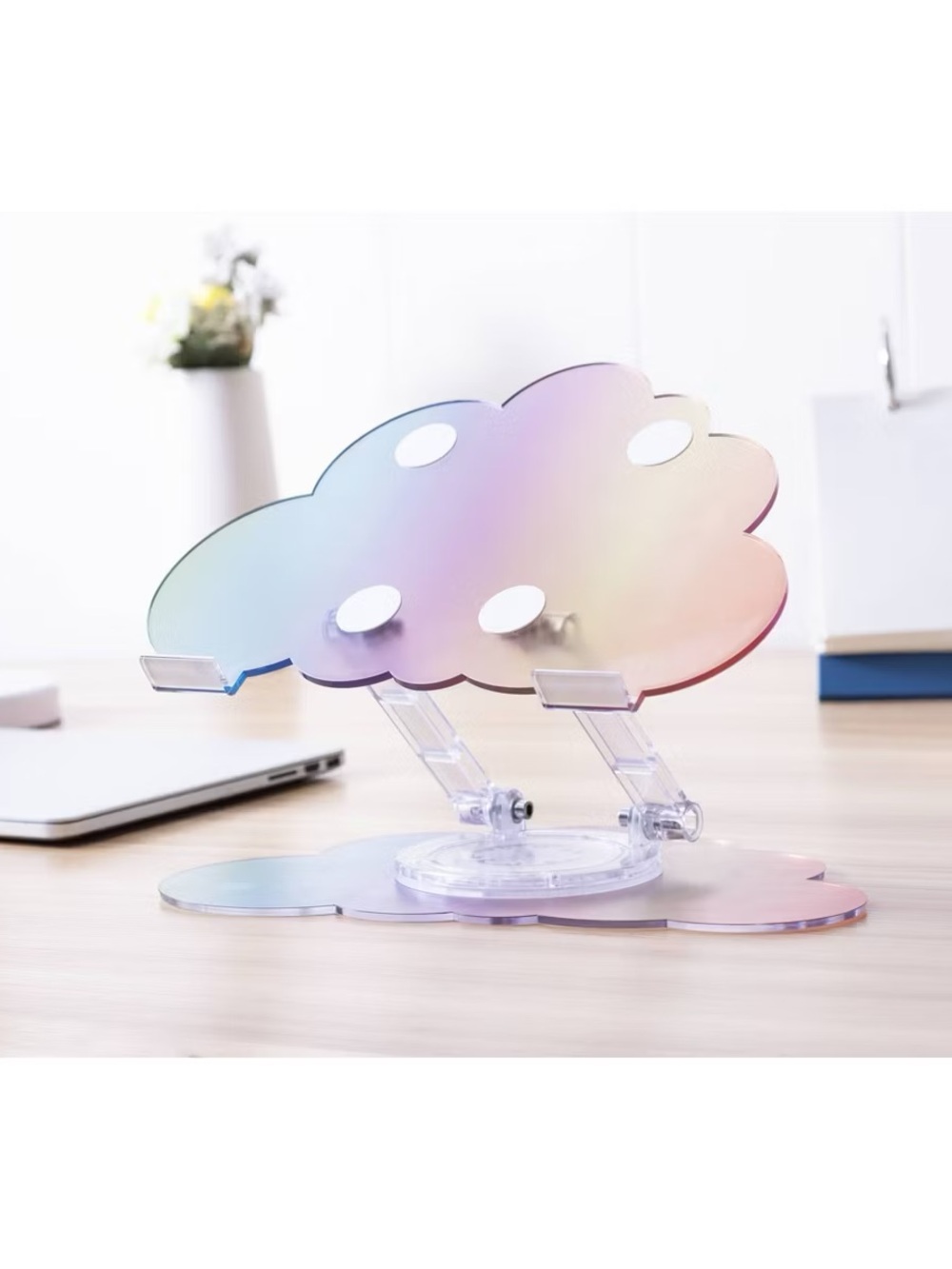 Iridescent Cloud Laptop Stand - Adjustable Rainbow Phone & Tablet Holder - Picture 2 of 4